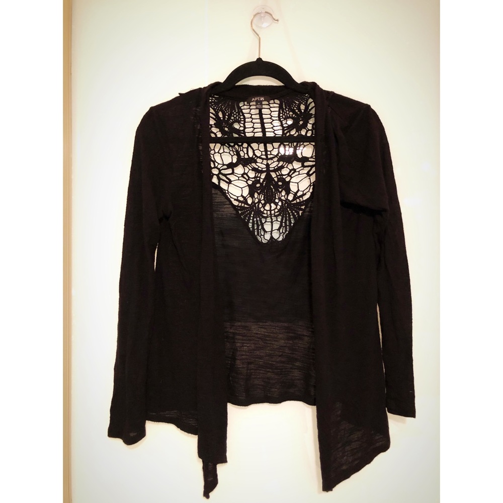 Back Lace Cardigan (Black)